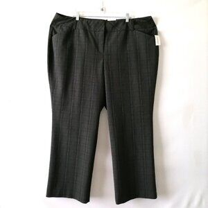 Roz & Ali Womens Black Plaid High Rise Straight Leg Flat Front Chinos Size 24